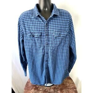 American Eagle Blue Black Check Flannel Shirt XL Tall